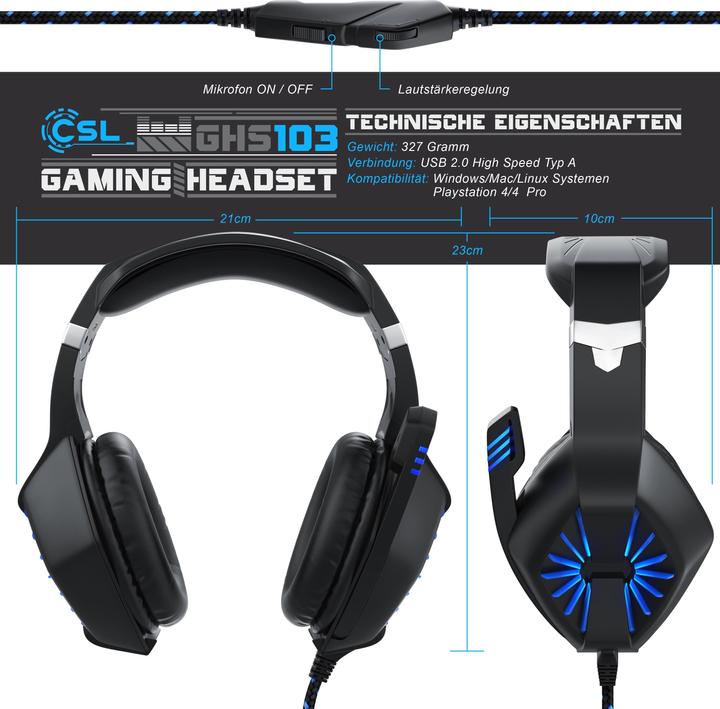 Produktbild CSL USB Gaming Headset (Kabelgebunden)