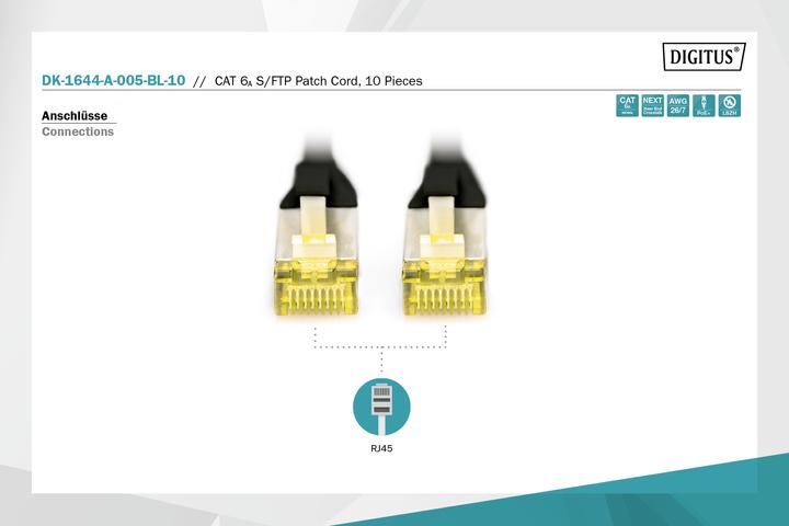 Productafbeelding Digitus CAT 6A S/FTP patchkabel, 10 stuks (S/FTP, CAT6a, 0.50 m)