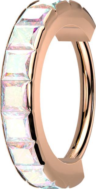 Produktbild Star Piercing Micro Segmentring klappbar rosegold seitlich quadratische Kristalle multicolor (Chirurgenstahl 316L, ohne Messing)