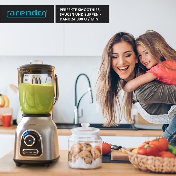 Actual product image Arendo Stainless steel stand mixer 1400 W, power mixer, 1.75l glass container, blender, high-performance (1400 W)