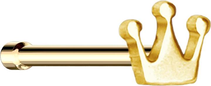Produktbild Star Piercing Nasenstecker gerade vergoldet mit Krone (ohne Messing, Chirurgenstahl 316L)