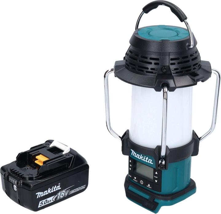 Immagine prodotto Makita DMR055T1 Radio con lanterna senza filtro 18V FM 360° + 1x batteria 5,0Ah - senza caricatore (FM, AM)