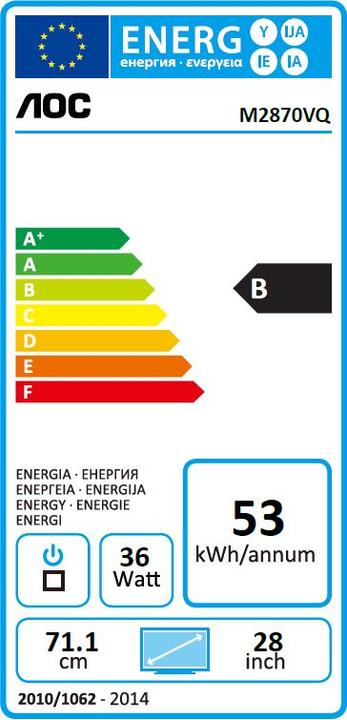 Label énergétique AOC m2870vq (1920 x 1080 pixels, 27.99")