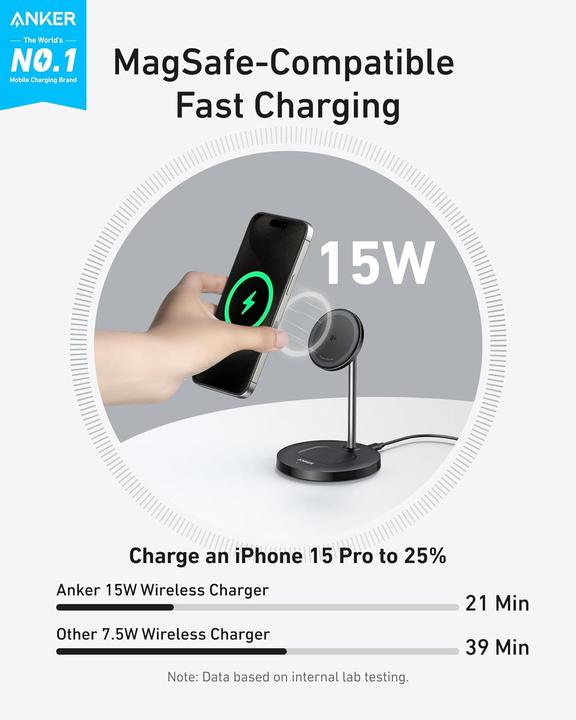 Actual product image Anker - MagGo Wireless Charger (2-in-1 Stand) (15 W)