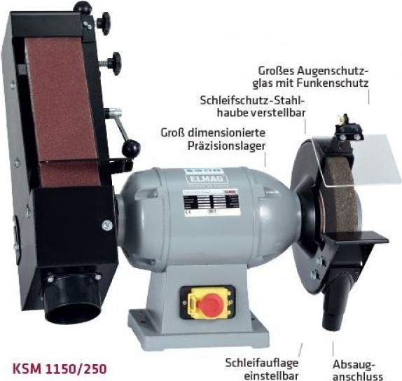 Actual product image Elmag Combination sanding machine KSM 1150/250, 400 volt (Bench grinder, 1220 W)