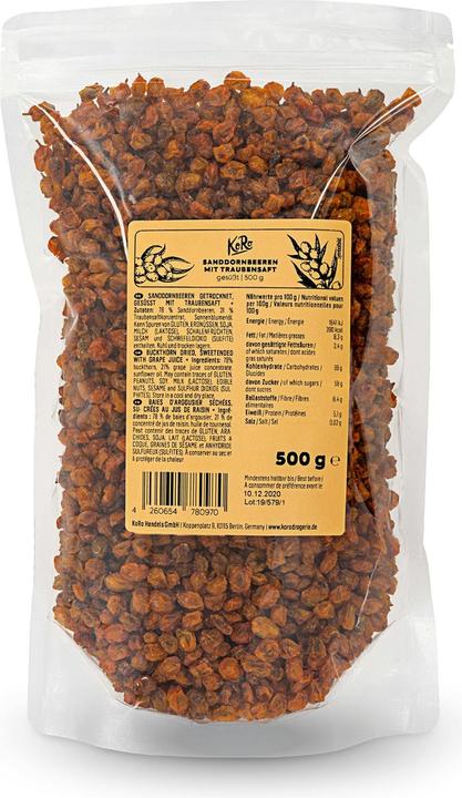 Produktbild KoRo Sanddornbeeren getrocknet, gesüsst mit Traubensaft (500 g)