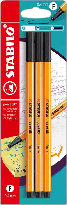 STABILO Point 88 (Black grey, 3 x)