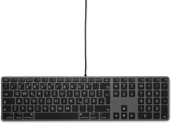 Actual product image LMP Large Font USB Keyboard 110 keys wired USB keyboard with 2x USB and aluminum upper cover - German - (DE, Cable)