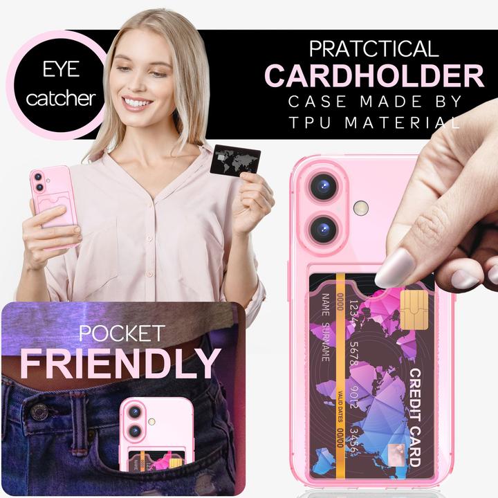 Produktbild Nalia Klar Transparente Neon Silikon Hülle Kartenhalter (Apple iPhone 16)