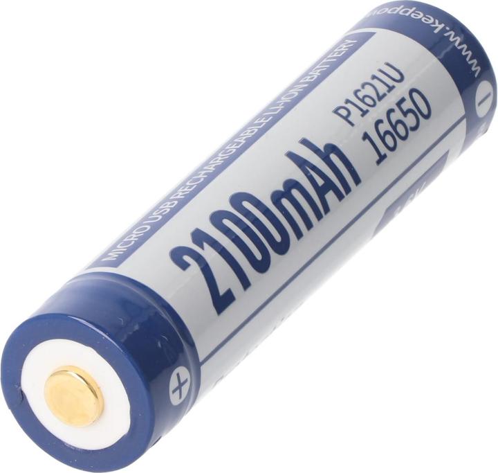 Actual product image Keeppower Battery 16650 PCB protected with USB charging P1621U (2100 mAh)