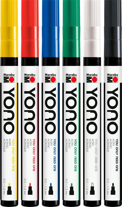 Actual product image Marabu Acrylic marker YONO set 0.5 - 1.5 mm, 6 pieces, multicoloured (Multicoloured, 1.50 mm, 6 x)