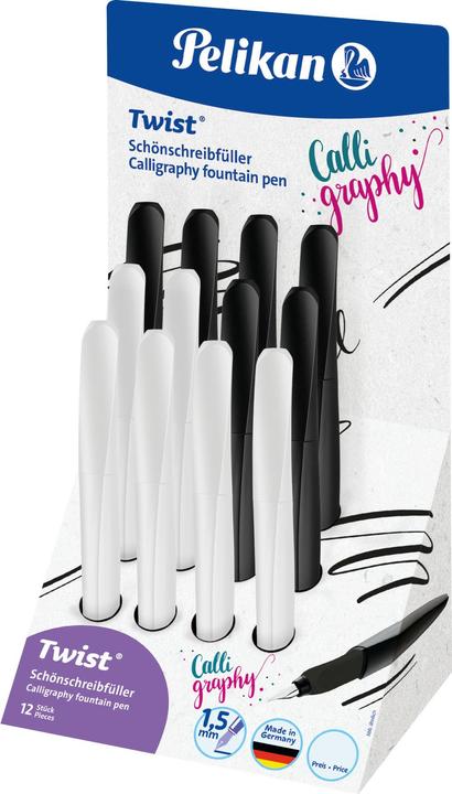 Actual product image Pelikan Twist Calligraphy with 12 fillers for R and L (Assorted colours, 12 x)