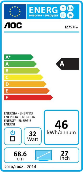 Energy Label AOC i2757FM (1920 x 1080 pixels, 27.01")