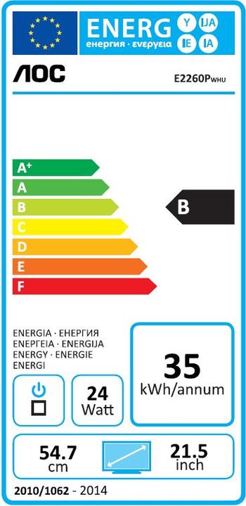 Energie-Label AOC E2260pwhu (1920 x 1080 Pixel, 21.50")