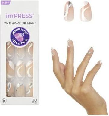 KISS No Glue Mani Press On Nails 'On My Mind' White Beige (Weiss-Beige)