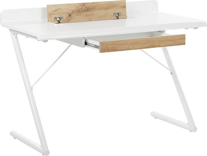 Actual product image Beliani Desk white / light wood shade 120 x 60 cm drawer FOCUS (120 x 60 x 84 cm)