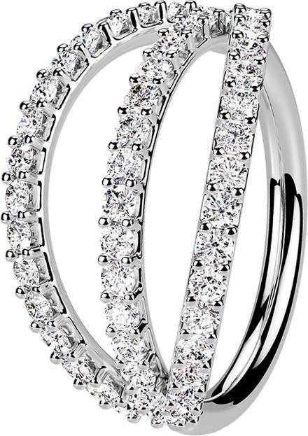 Produktbild Star Piercing Micro Piercing Ring silber drei Ringe mit Kristallen (Messing)