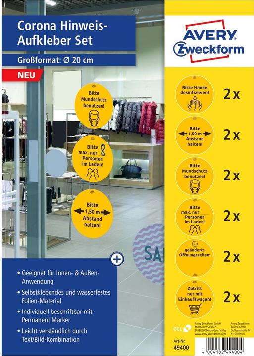 Produktbild Avery Hinweis-Etiketten Set Ø 200 mm, 12 Blatt