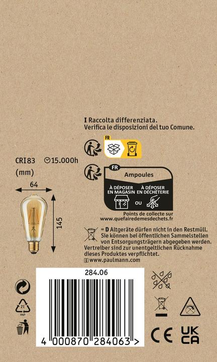 Produktbild Paulmann 1879 Filament Kolben ST64 (E27, 2.50 W, 150 lm, 1 x)