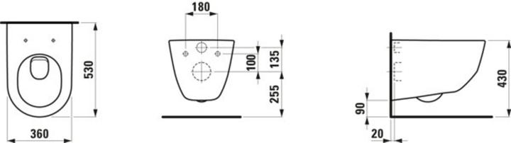Image du produit Laufen WC suspendu PRO chasse d'eau basse position, 360x530mm blanc