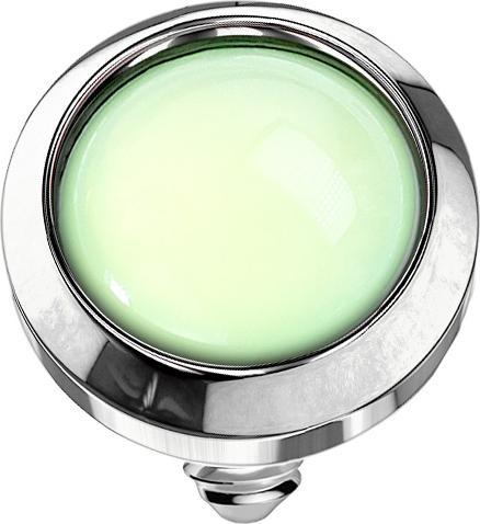 Actual product image Star Piercing Dermal Anchor silver with epoxy stone green (without brass, Surgical steel 316L)
