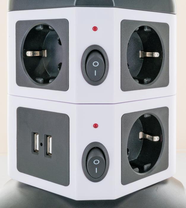 Produktbild Schwaiger Steckdosentower 7xSchuko+2x USB (7 x, USB-C, CEE 7/3, 1.80 m)