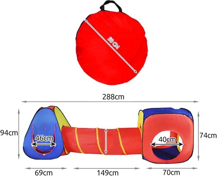 Produktbild Kruzzel 3-teiliges Pop-Up Kinderspielzelt mit Tunnel