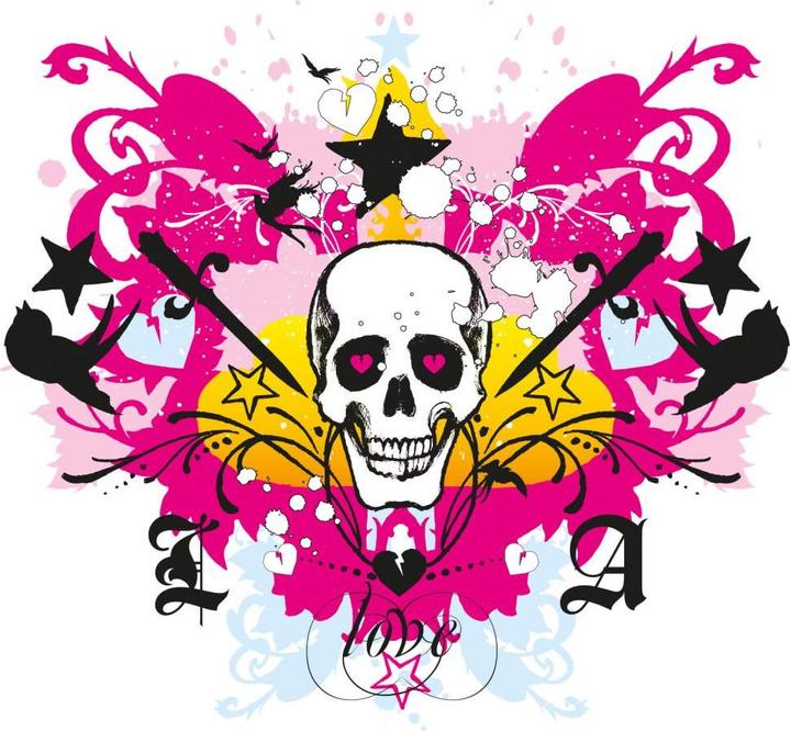 Actual product image LA Ink Skull in color chaos (40 x 38 cm)