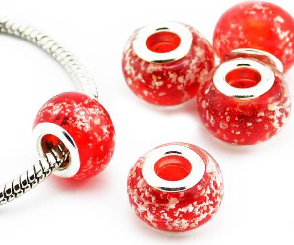 Image du produit Hermex Verre Bead Perle argenté 925 - Rouge (Argent 925, Verre)