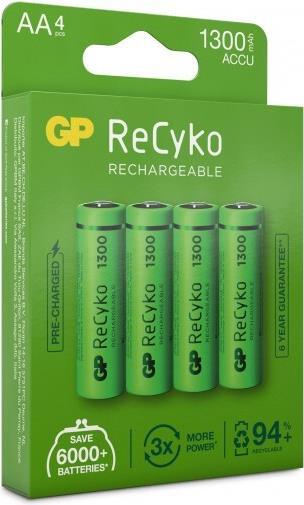 Immagine prodotto GP Batteries GP - Batterie ricaricabili ReCyko NiMH 130AAHCE, confezione da 4 pezzi (4 pz., AA, 1300 mAh)
