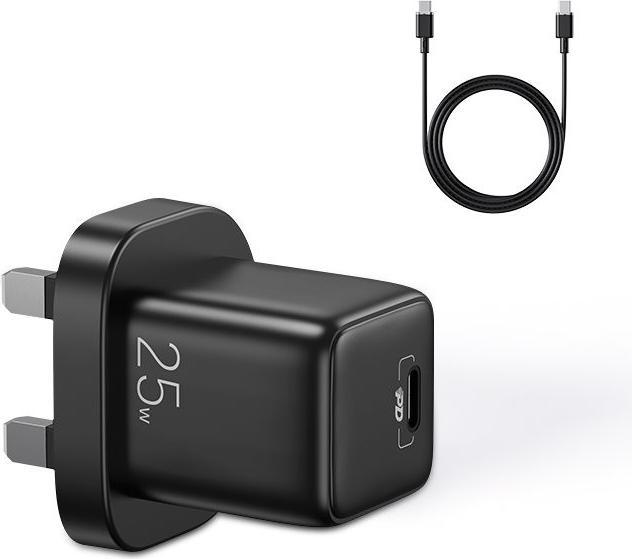 Immagine prodotto Joyroom Piccolo caricatore rapido USB Tipo C PD 25W spina UK nero + cavo USB Tipo C - USB Tipo C (L-P25) (25 W)