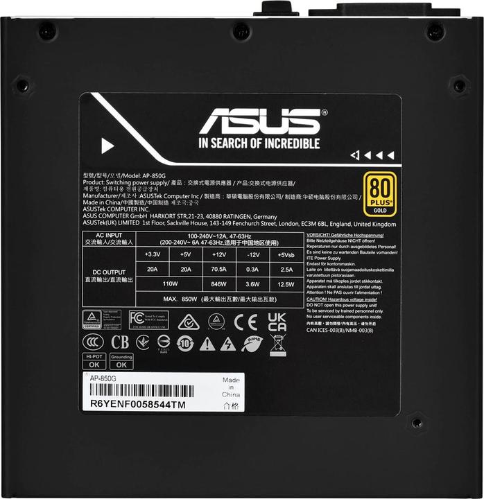 Actual product image ASUS Zasilacz Prime 850W Gold (850 W)