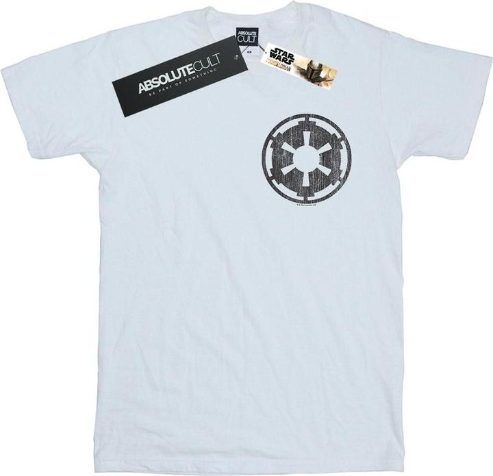 Actual product image Star Wars Womens/Ladies The Mandalorian Galactic Empire Insignia Breast Print Cotton Boyfriend T-Shirt (XL)