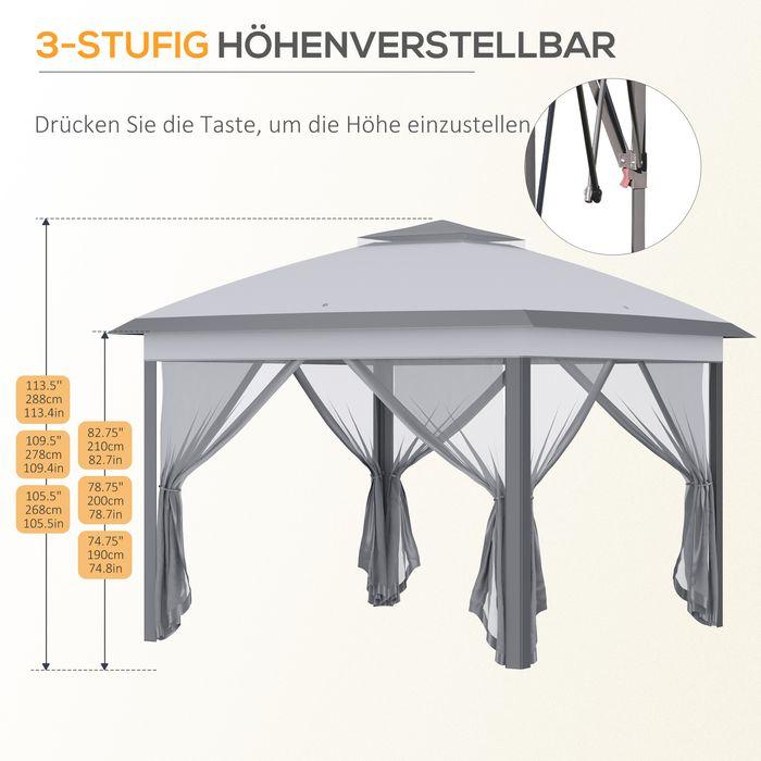 Image du produit Swisshandel24 Faltpavillon 3x3 m, 4 abnehmbare Mückennetze, Oxford-Gewebe Metall Grau (330 cm, 330 cm)