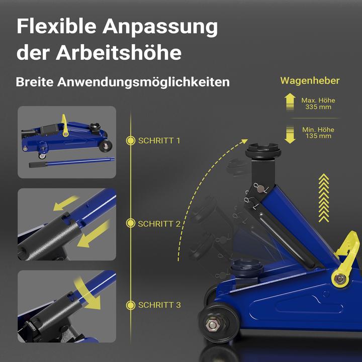 Produktbild XPOtool Wagenheber + 2x Unterstellbock 2t Hubkraft Abstellbock Rangierwagenheber