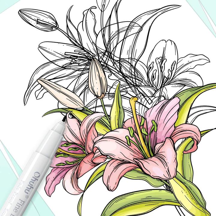 Actual product image Ohuhu Fineliner drawing pens (Multicoloured, 8 x)