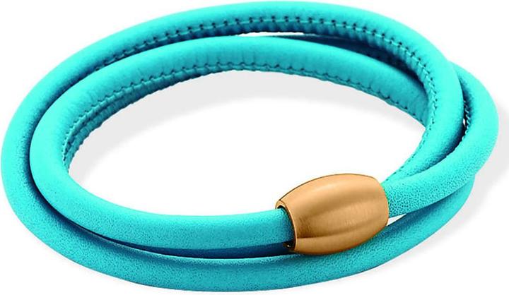 Produktbild Xen Lederarmband Türkis mit Magnetverschluss rosè vergoldet Längen zur Wahl (53 cm, Leder und Edelstahl)