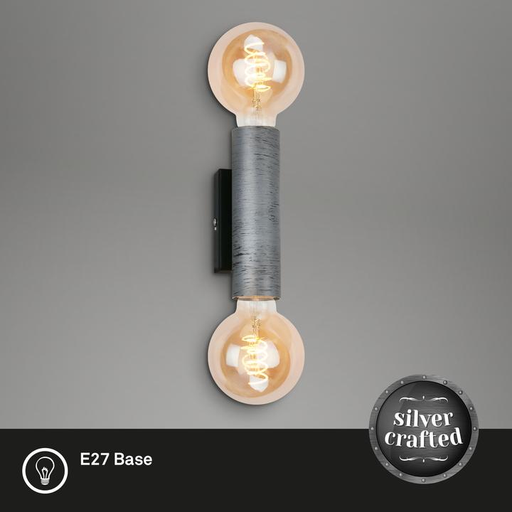 Immagine prodotto Briloner Lampada da parete, argento antico/nero, 2xE27/max.10W (E27)