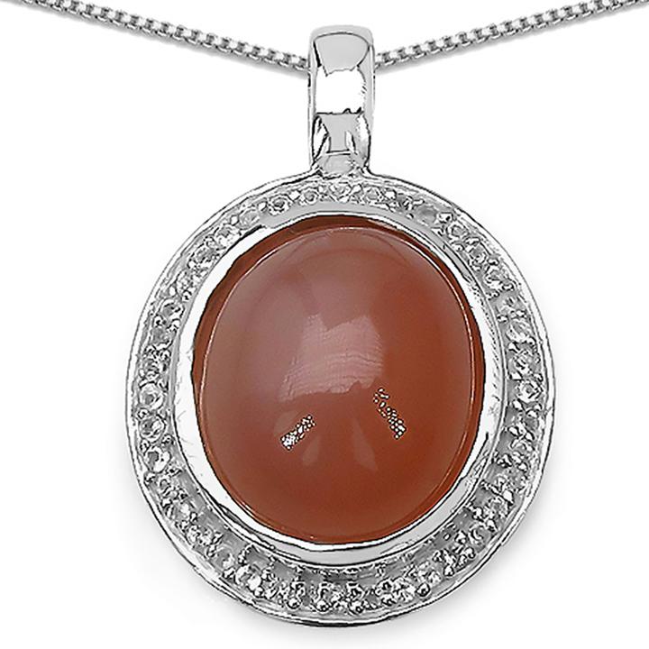 Image du produit Xen Pendentif avec chaîne Peach Moonstone Cabochon 45 cm 925 Silver (Argent sterling 925, 45 cm)
