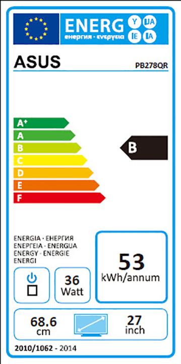 Energie-Label ASUS Pb278qr (2560 x 1440 Pixel, 27")