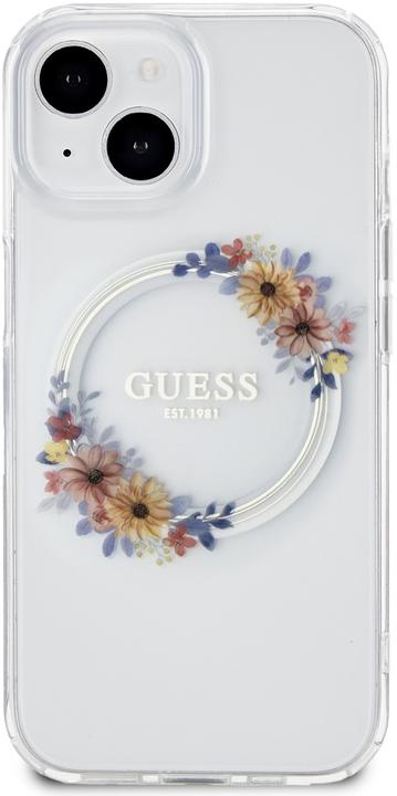 Image du produit Guess GUHMP15SHFWFCT iPhone 15 / 14 / 13 6.1" étui rigide transparent IML Flowers Wreatch MagSafe (Apple iPhone 15)