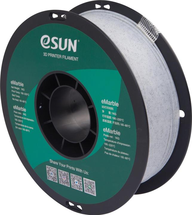 Image du produit eSUN EMARBLE 1,75mm NATURAL 1kg (PLA+ LECTURE, 1.75 mm, 1000 g, Transparent)