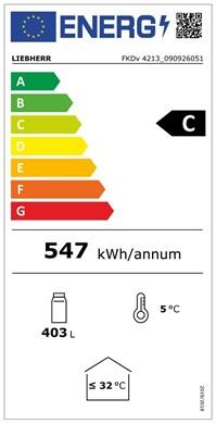 Energy Label Liebherr LiebherrDA Commercial Display Khlgert black FKDv 4213-21.744 (385 l)