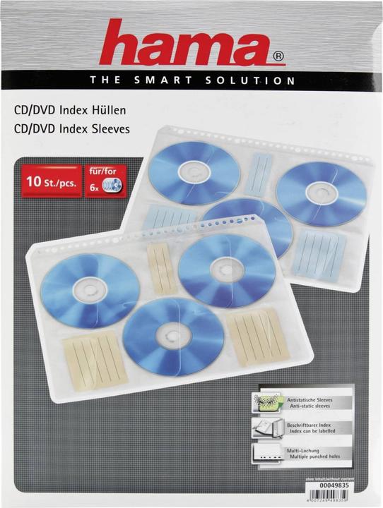 Immagine prodotto Hama 1x10 maniche di indice per CD-ROM