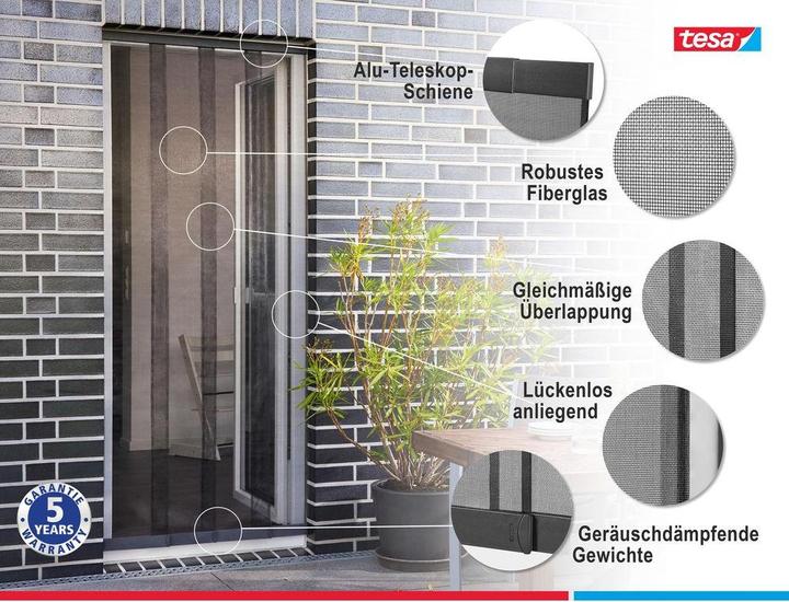 Produktbild tesa Insektenschutz Alu Lamellentür für Balkon- und Terrassentüren (95 x 220 cm)