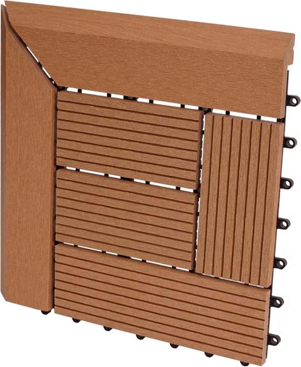 Immagine prodotto Swisshandel24 Piastrella per pavimento angolare WPC Rodano + Finitura, Terrazza effetto legno, 30x30cm Premium (1 x, 30 x 30 cm)