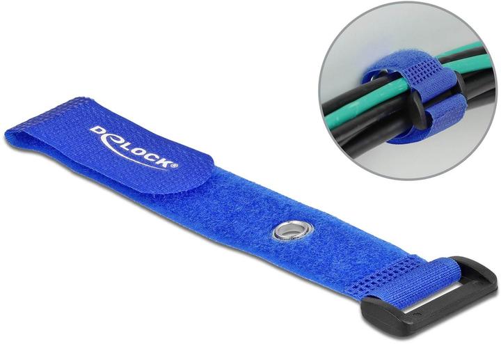 Produktbild Delock Klett-Kabelbinder mit Schlaufe und Befestigungsöse L 190 x B 25 mm blau 5 Stück (Klettkabelbinder, 190 mm, 5 Stk.)