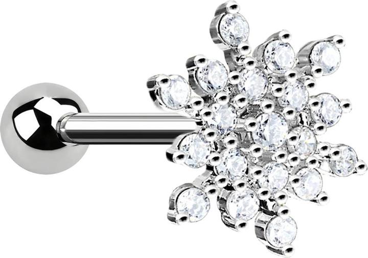 Immagine prodotto Star Piercing Micro Barbell silber Schneeflocke mit Kristallen (Ottone, Acciaio chirurgico 316L)