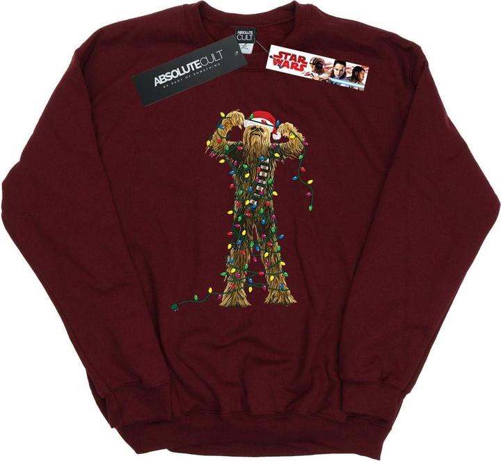 Actual product image Star Wars Mens Chewbacca Christmas Lights Sweatshirt (L)