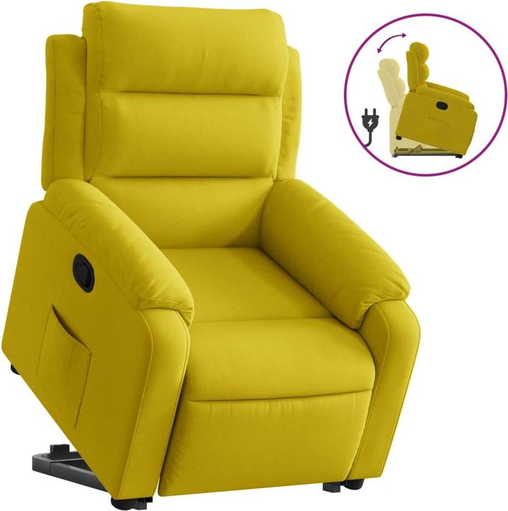 Actual product image VidaXL Recliner armchair Stand-up aid armchair TV armchair Recliner yellow velvet